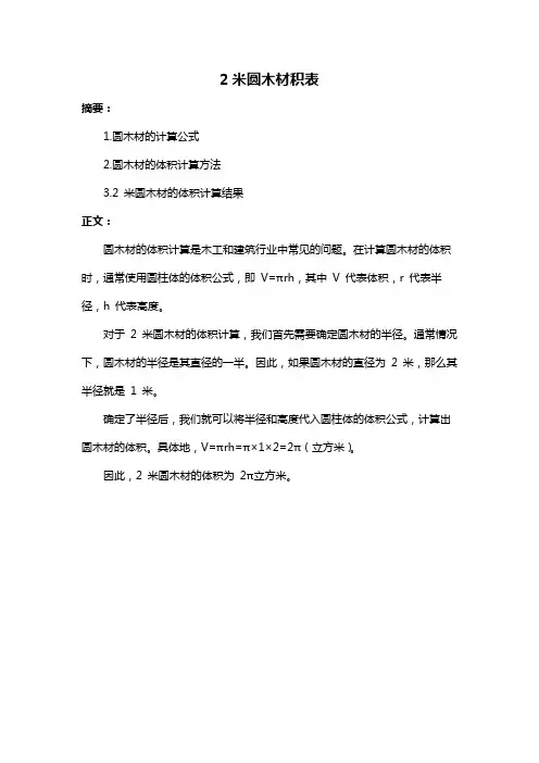 2米圆木材积表