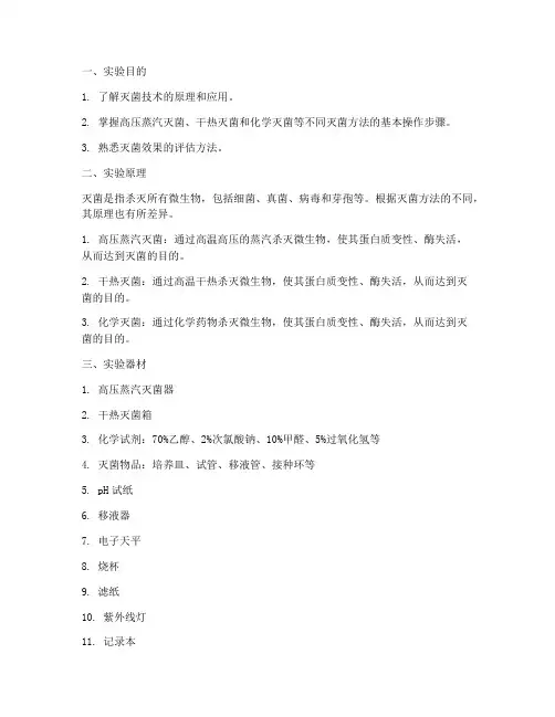 灭菌技术实验报告