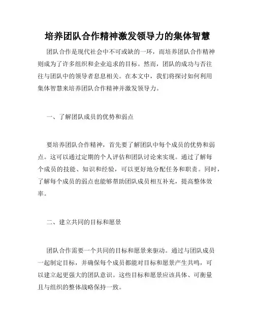 培养团队合作精神激发领导力的集体智慧