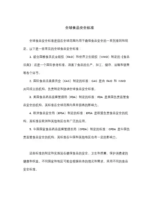 全球食品安全标准