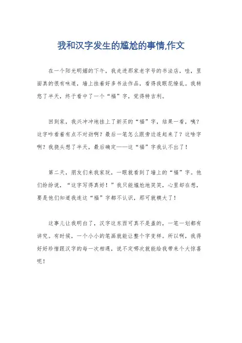 我和汉字发生的尴尬的事情,作文