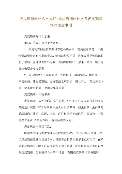 虎皮鹦鹉吃什么水果好-虎皮鹦鹉吃什么及虎皮鹦鹉饲养注意事项