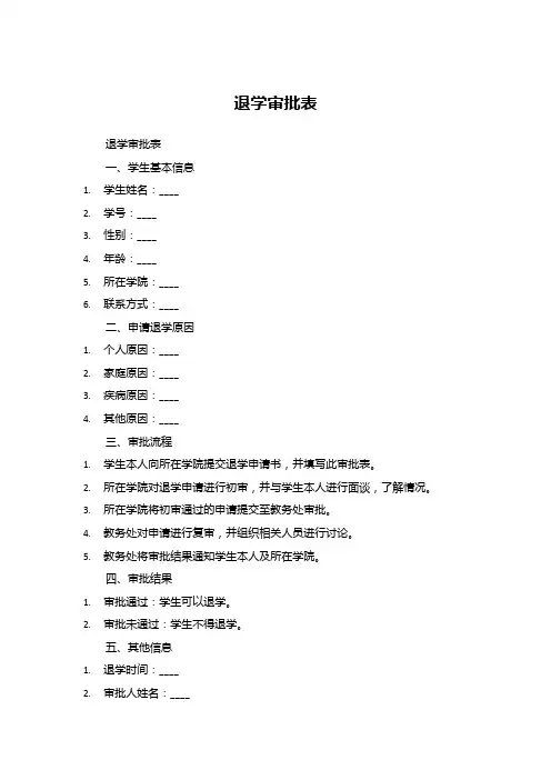 退学审批表