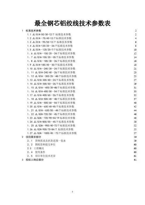 最全钢芯铝绞线技术参数表