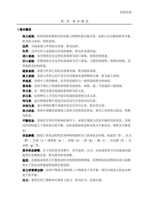 工程热力学大总结_第五版