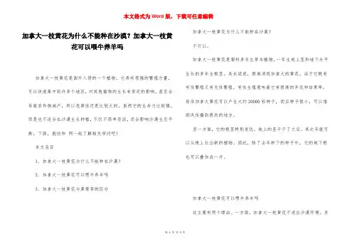 加拿大一枝黄花为什么不能种在沙漠？加拿大一枝黄花可以喂牛养羊吗