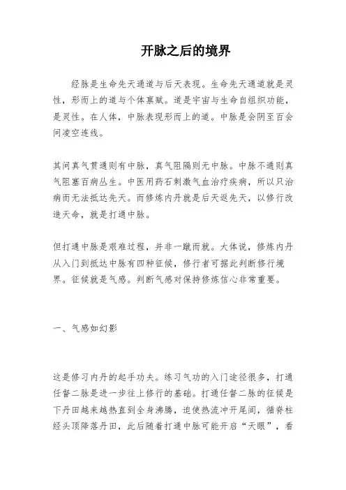 开脉之后的境界