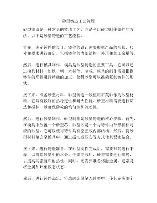 砂型铸造工艺流程