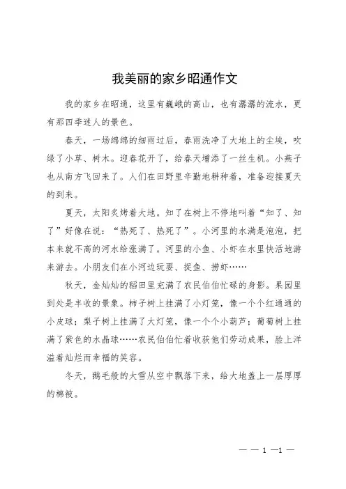 我美丽的家乡昭通作文