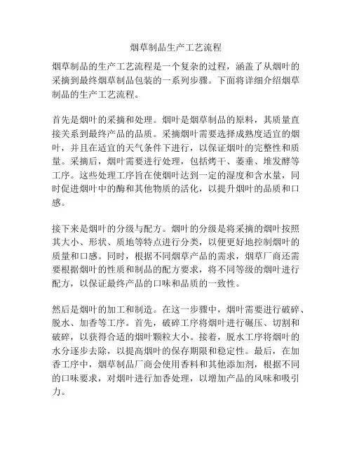 烟草制品生产工艺流程