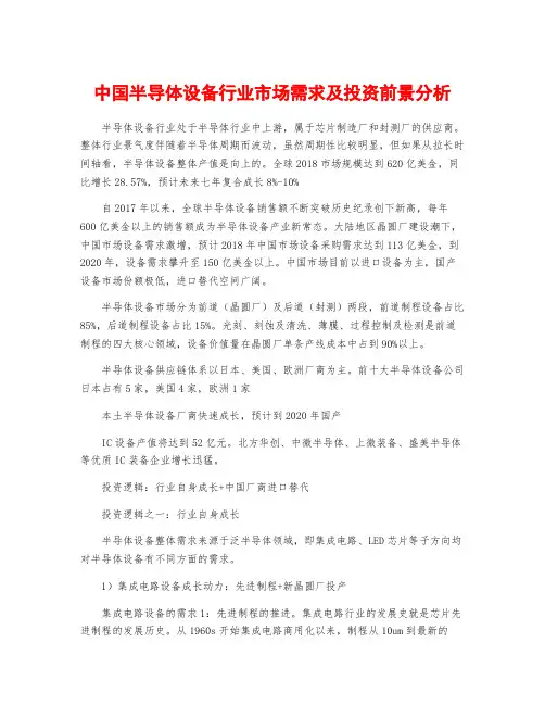 中国半导体设备行业市场需求及投资前景分析