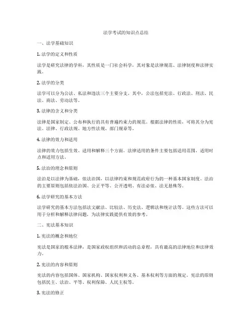 法学考试的知识点总结