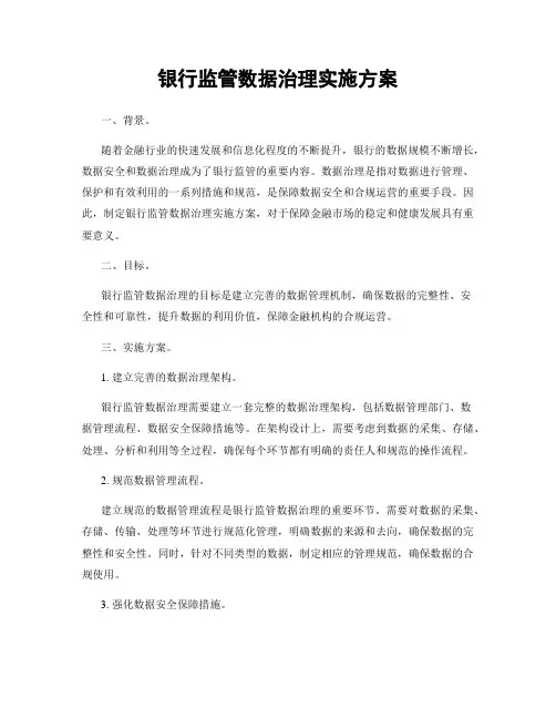 银行监管数据治理实施方案