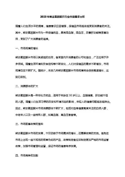 2023年熊去氧胆酸片行业市场需求分析