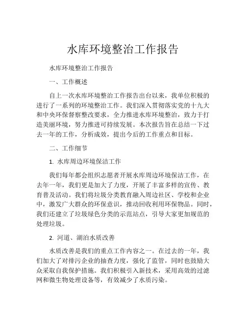 水库环境整治工作报告