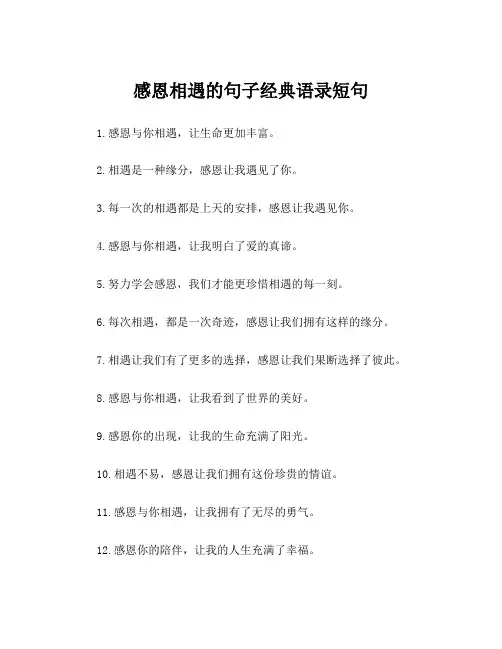 感恩相遇的句子经典语录短句