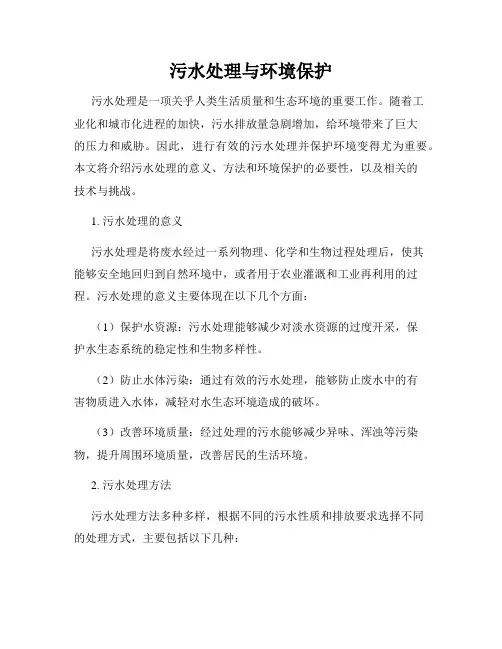 污水处理与环境保护