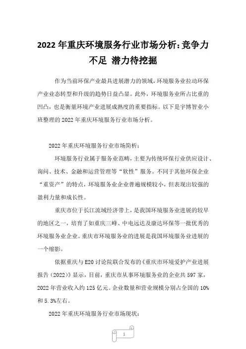 2023年重庆环境服务行业市场分析：竞争力不足潜力待挖掘