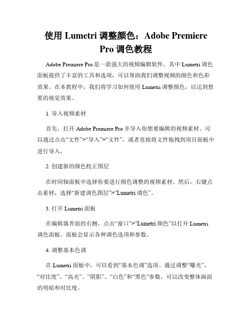 使用Lumetri调整颜色 Adobe Premiere Pro调色教程
