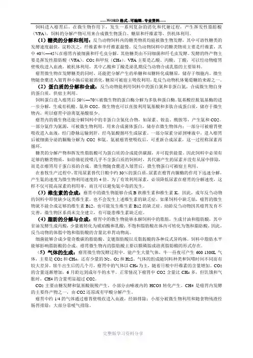 瘤胃(内消化代谢过程)