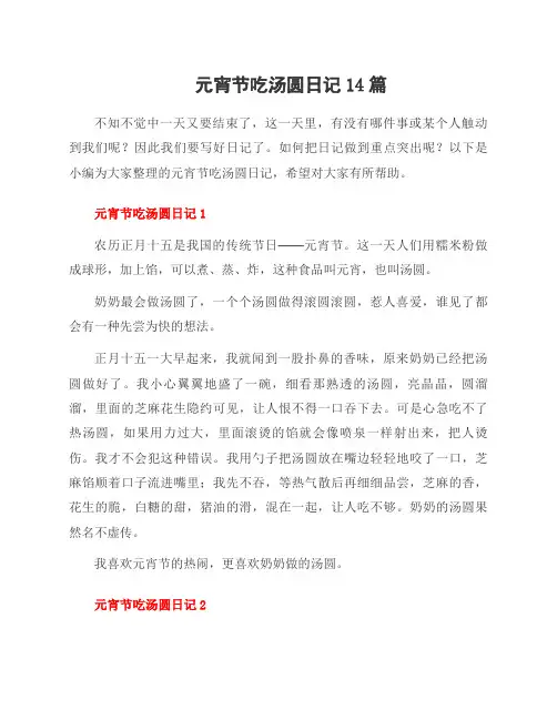 元宵节吃汤圆日记14篇