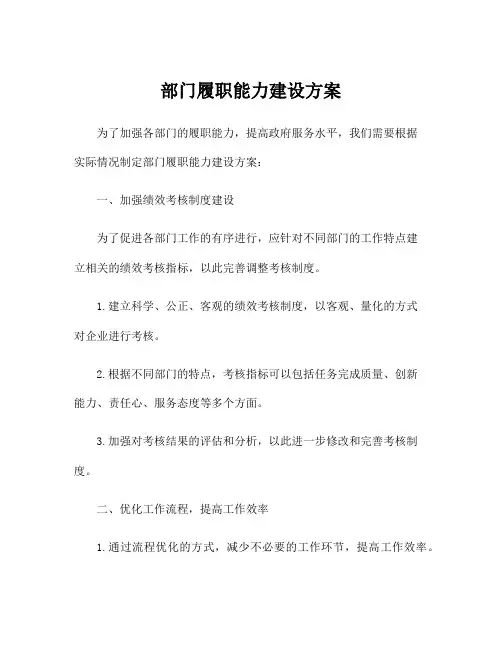 部门履职能力建设方案