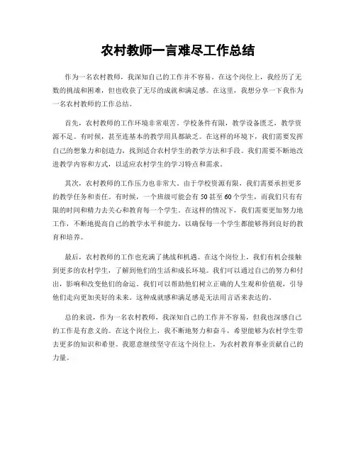农村教师一言难尽工作总结