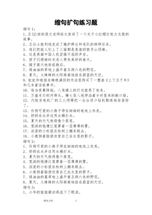 缩句扩句练习题