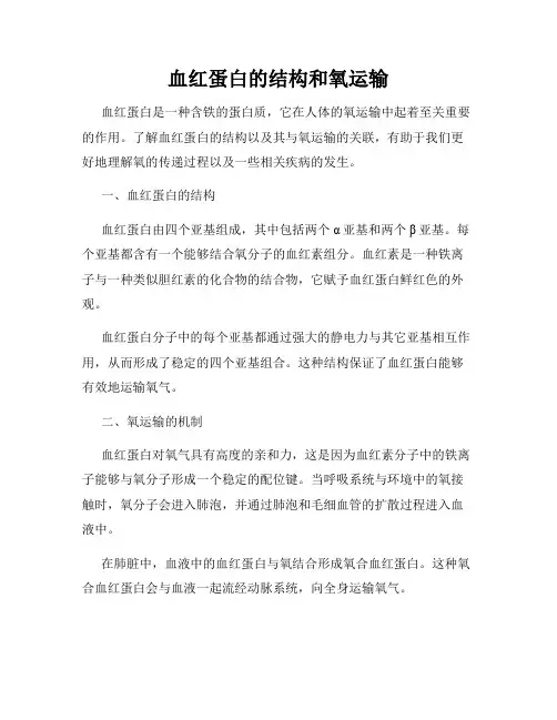 血红蛋白的结构和氧运输