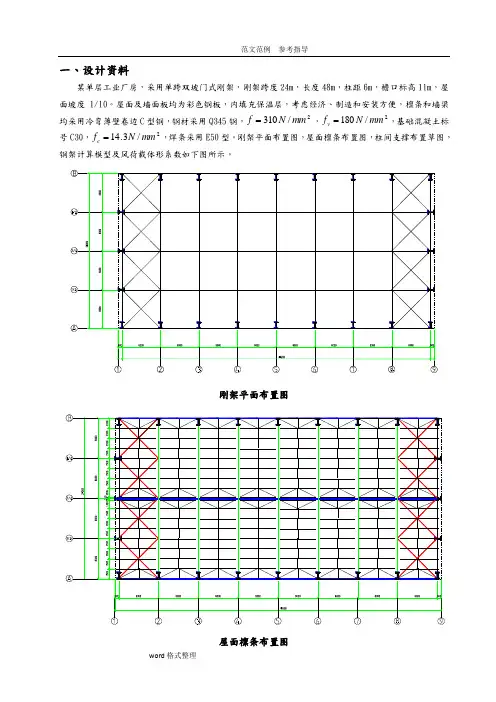 门式刚架计算模板