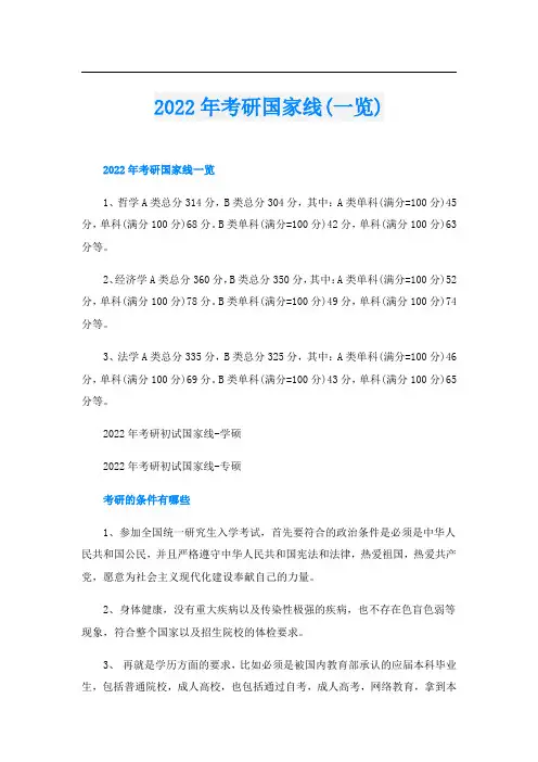 考研国家线(一览)