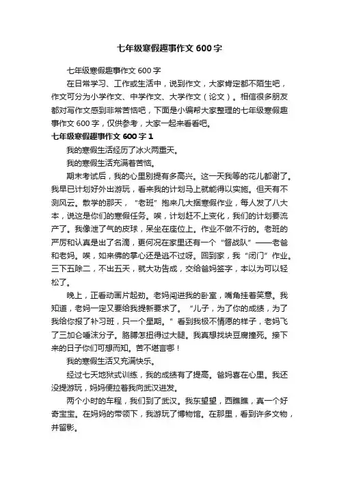七年级寒假趣事作文600字