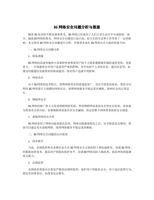 5G网络安全问题分析与展望
