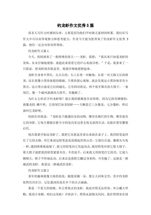 钓龙虾作文优秀5篇