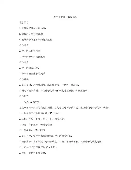 初中生物种子教案模板