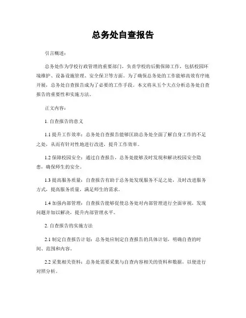 总务处自查报告