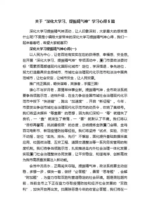 关于“深化大学习、提振精气神”学习心得5篇