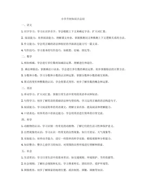 小学升初知识点总结