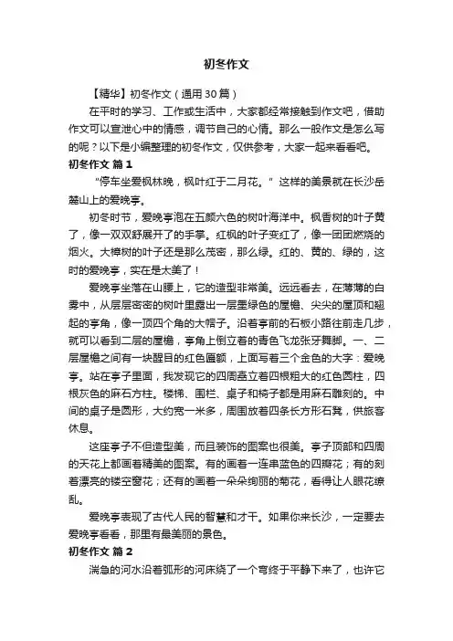 【精华】初冬作文（通用30篇）