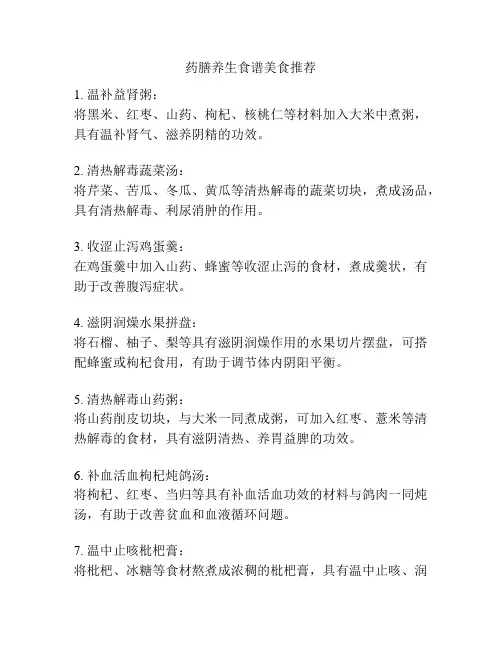 药膳养生食谱美食推荐