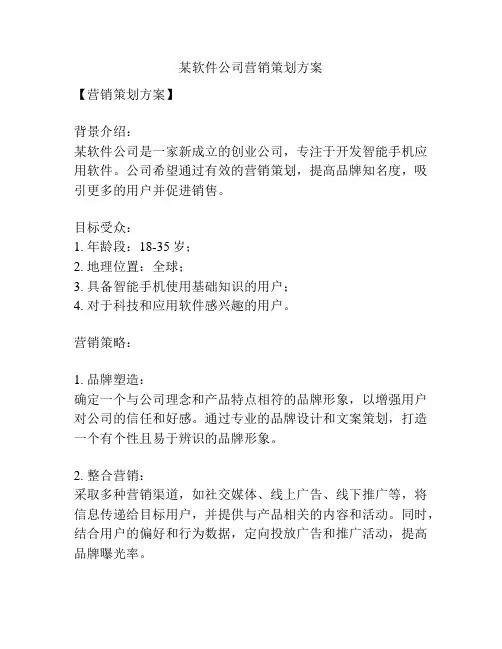 某软件公司营销策划方案