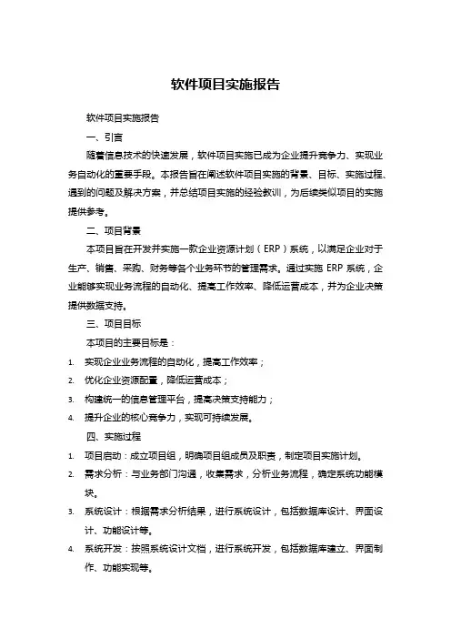 软件项目实施报告