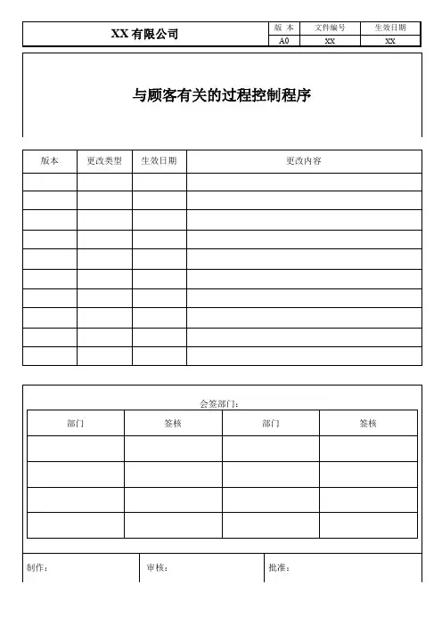 与顾客有关的过程控制程序