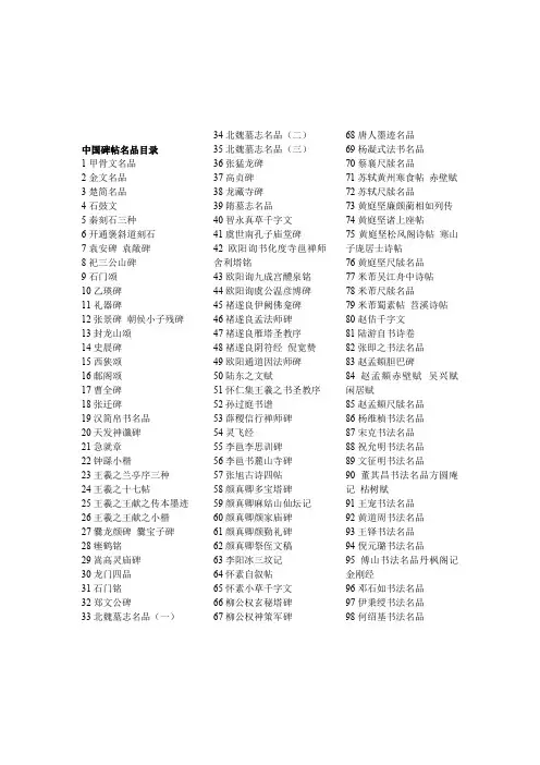 中国碑帖名品目录00