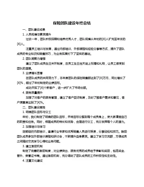 保险团队建设年终总结