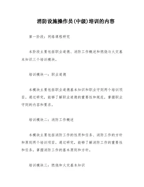 消防设施操作员(中级)培训的内容