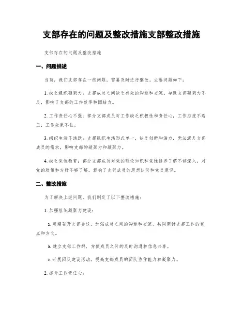 支部存在的问题及整改措施支部整改措施