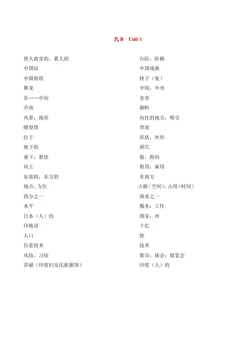 (完整)译林版英语九年级下单词默写表打印版