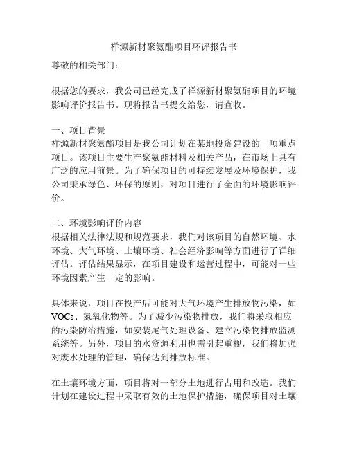 祥源新材聚氨酯项目环评报告书