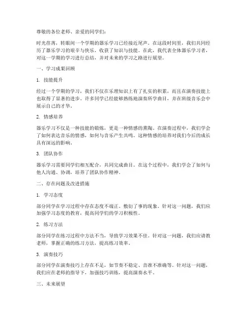 器乐期末汇报总结范文